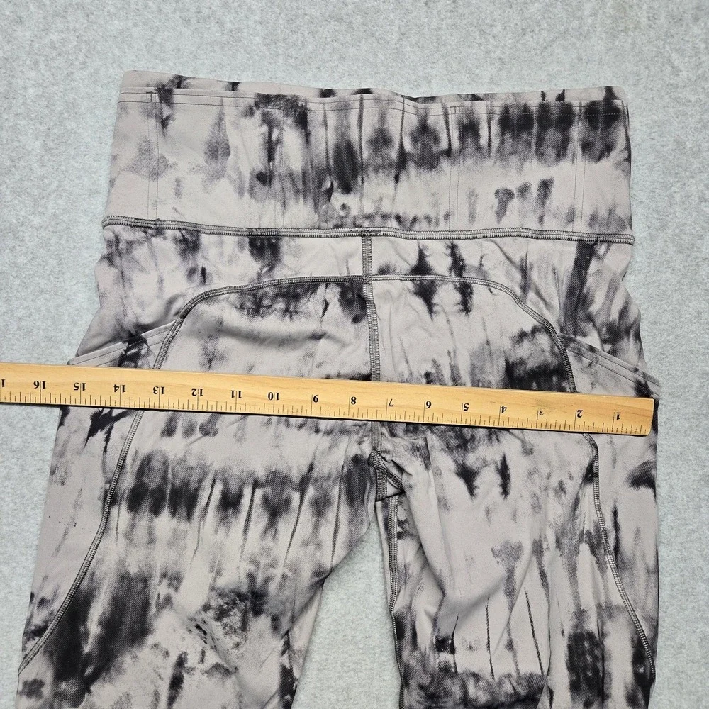 Lululemon Leggings Womens 8 Gray Tie Dye High Rise Ankle Pockets Athletic‎ Yoga